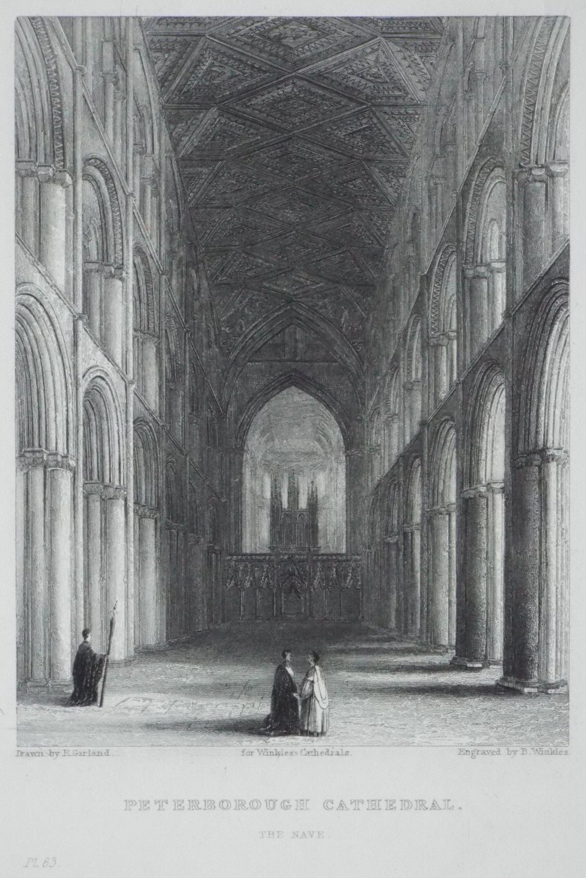 Print - Peterborough Cathedral. The Nave. - Winkles